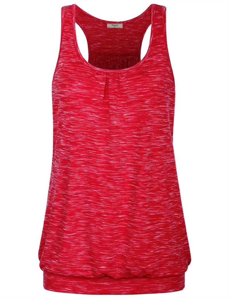 Miusey Yoga Shirts for Women Womens Workout Clothes Sleeveless Round Neck Loose Fit Flattering Tops to Hide Tummy Racerback Workout Tanks Athletic Tank Tops (X-Large, Space Dye Red -2) - Image 1